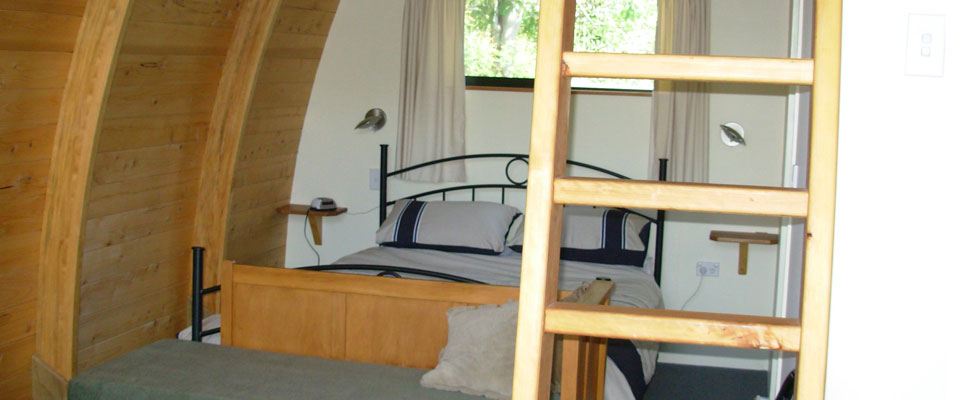 The ladder to access top beds in Chalet Rimu